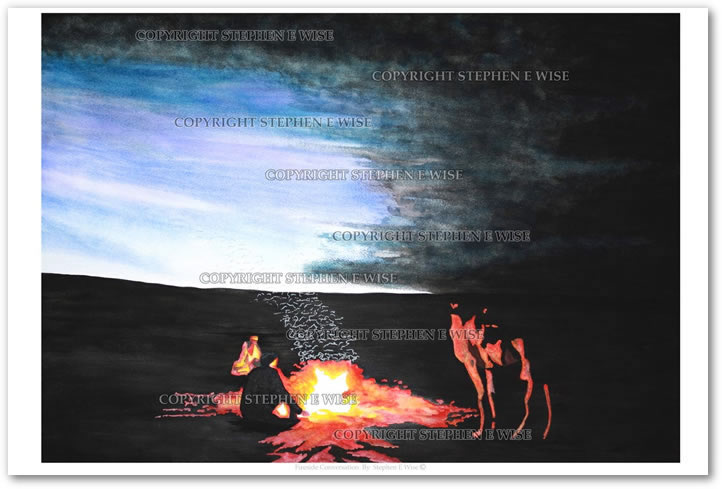 Buy Original Art Works from leading Contemporary Artist Stephen E Wise - Artwork Title : Fireside Conversation